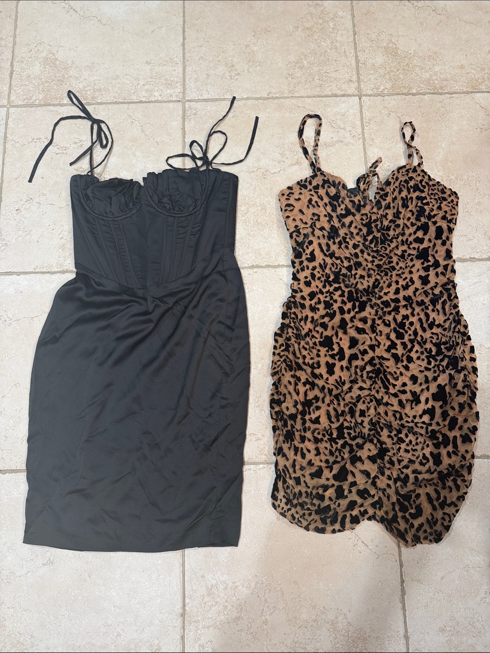 Storia Black Bustier Mini & Leopard Print Mini Duo